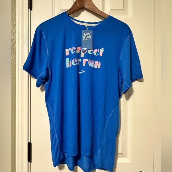 Brooks Tops - Brooks ‘Respect Her Run’ Teeshirt Size X-Large Blue